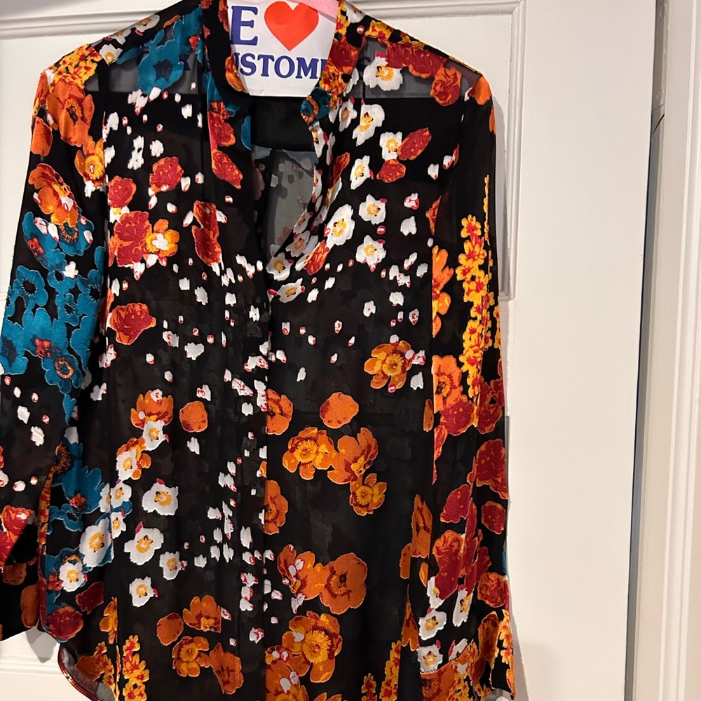 Alice and Olivia sheer black blouse